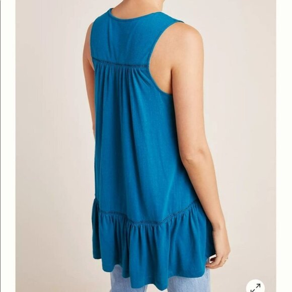 Anthropologie Malaga tiered tunic tank top in Ochre tan/mustard Medium - Picture 3 of 16